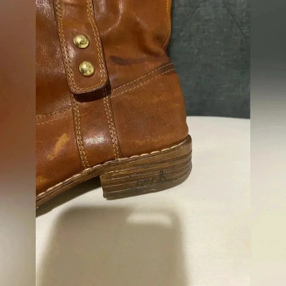 COACH Weslyn Whiskey Genuine Leather Buckle Tall Riding Boots size 7 - Picture 3 of 14